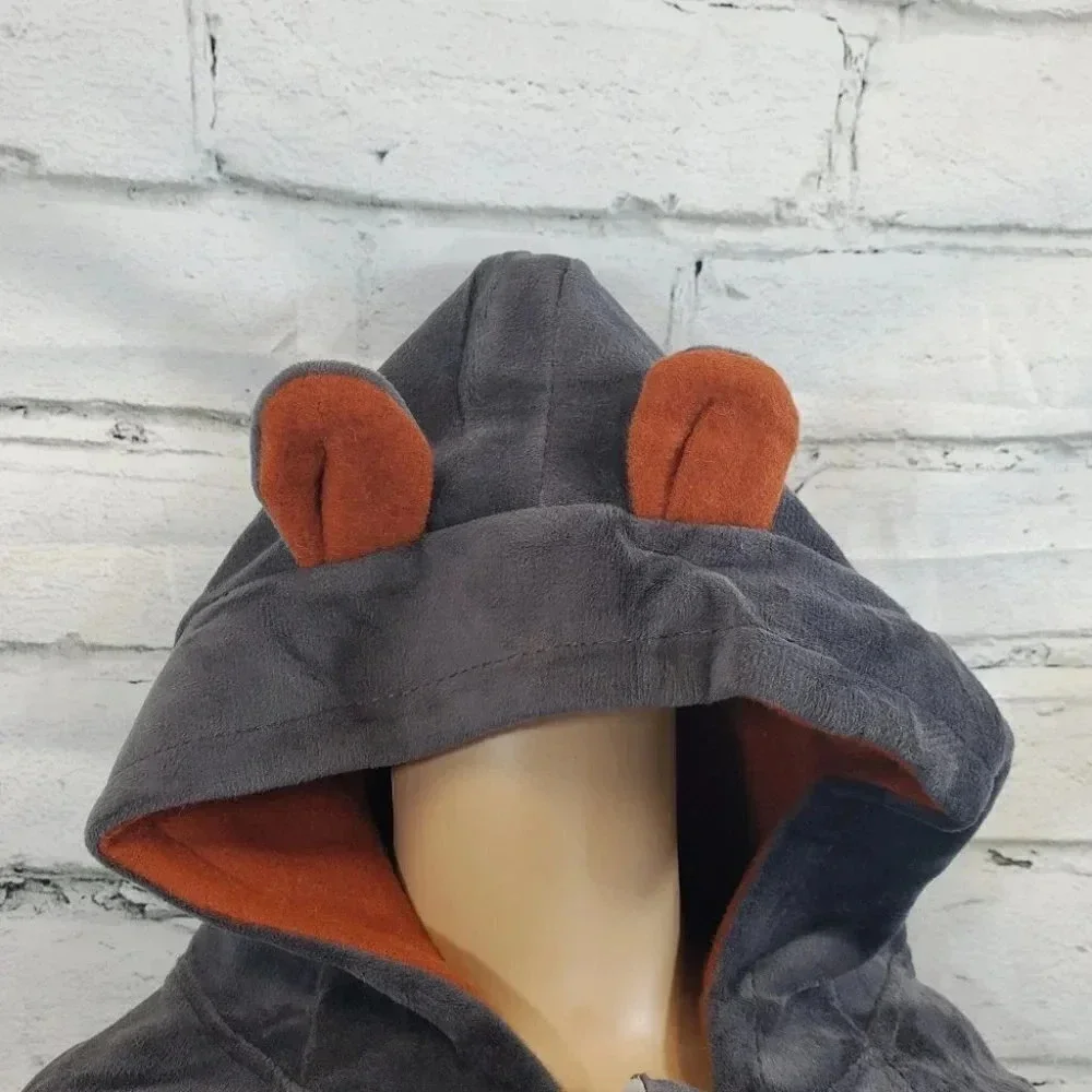 5T Toddler Grey Teddy Bear 2 piece Hoodie and Pants Velvet Outfit Set